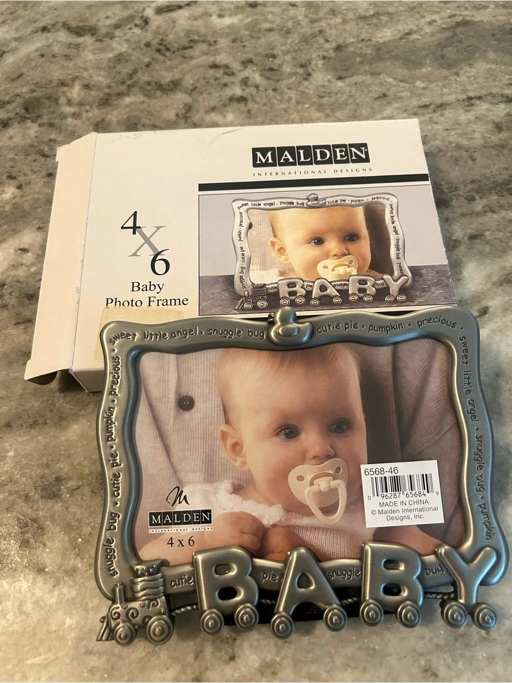 Malden Silver Baby 'BABY' Train 4x6 Picture Frame